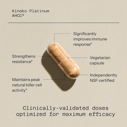 Quality of Life Kinoko Platinum AHCC With Acylated Alpha-Glucans 60 Capsules