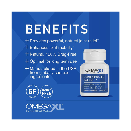 OmegaXL Joint & Muscle Support Supplement 60 Softgels Drug-Free