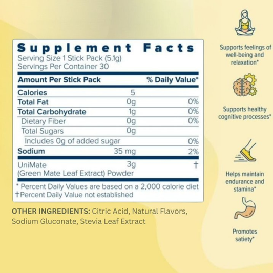 Unicity Unimate Lemon Flavor Drink Mix 5.4oz 30 Count
