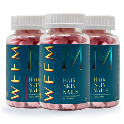 WEEM Hair Skin and Nails Gummies Extra Strength Supplement Pack of 3