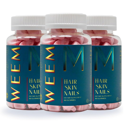 WEEM Hair Skin and Nails Gummies Extra Strength Supplement Pack of 3